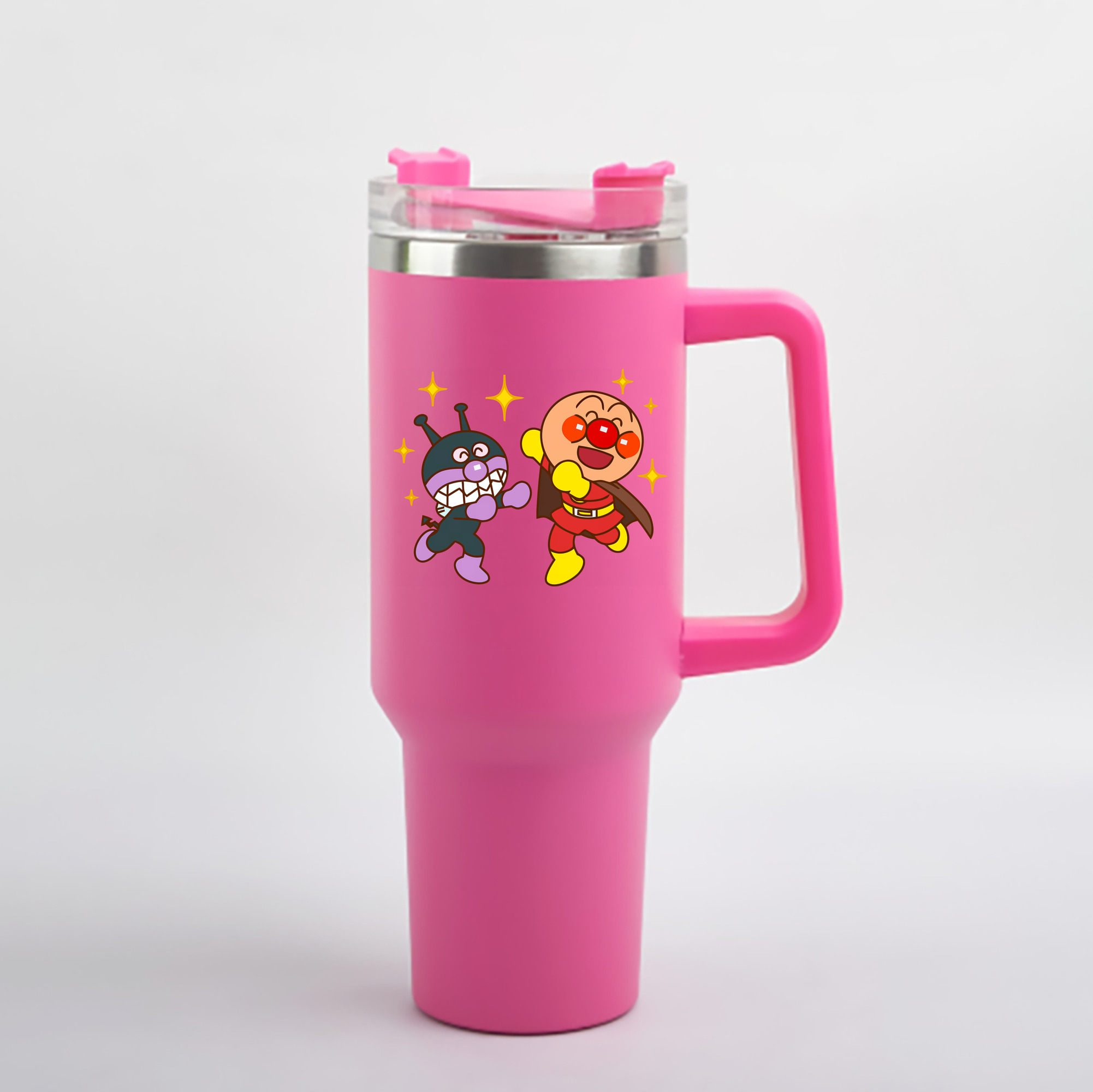 （画像用） アンパンマン Anpanman 1200mL車用タンブラー - クリスタルステッカー（プラスチックストロー付き）